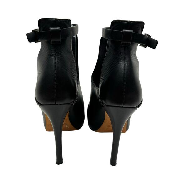 VINCE Sonia Black Leather Cut Out Ankle Strap Booties Stiletto Ankle Boots - Picture 6 of 12